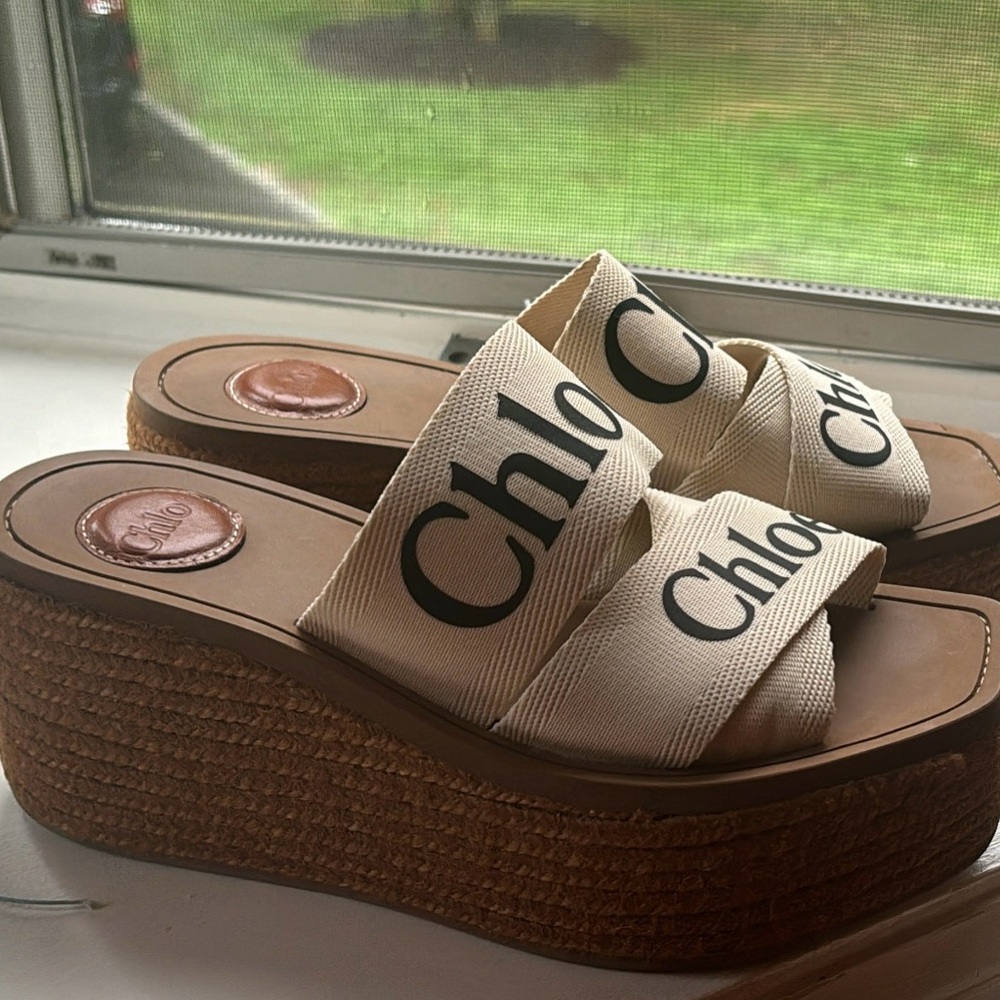 Chloé woody wedge espadrille sandals